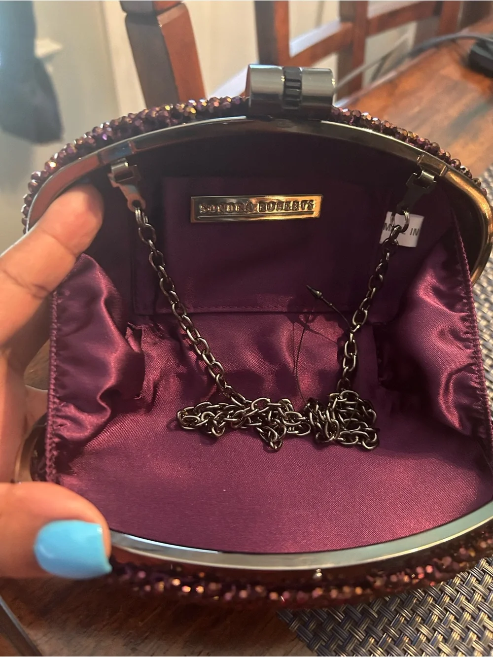 Sondra Roberts Purple Crystal Evening Clutch